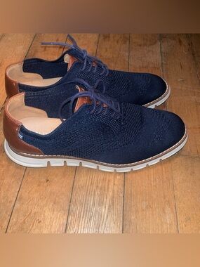 NAUTICA Navy Blue Lace Oxford Sz 13 Shoes Brown Trim Lightweight